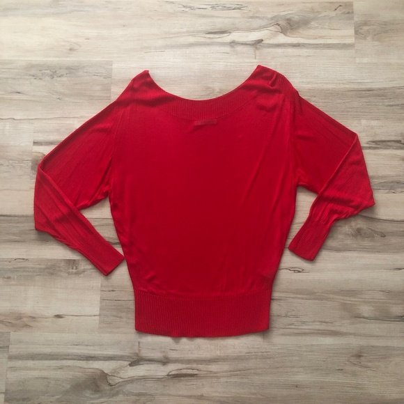 Zara Knit Bright Red Long Sleeve Top - Picture 1 of 9